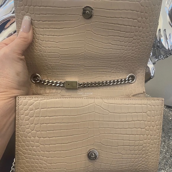 Authentic YSL small kate croc- embossed chain shoulder bag - Picture 7 of 14